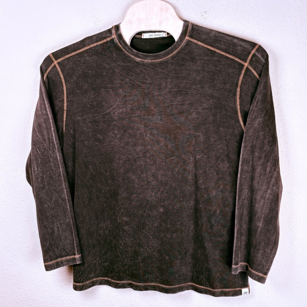 Agave Mens Large Shirt Brown Desperado Supima Cotton Long Sleeve Mineral Wash